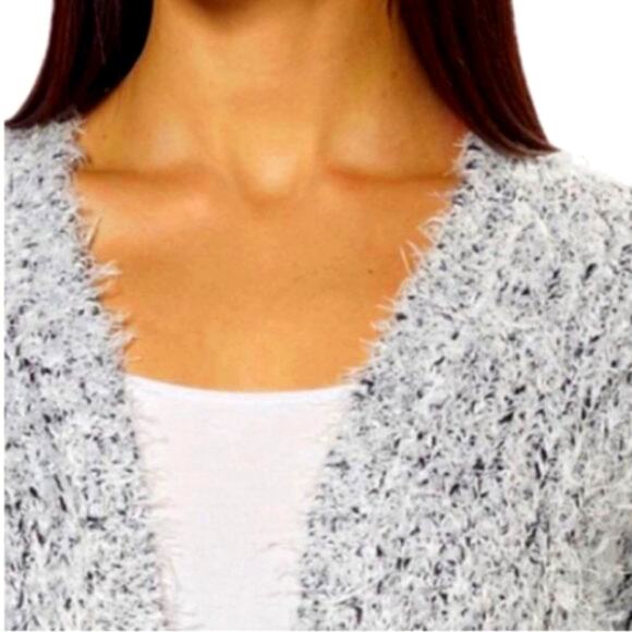 Kensie Fluffy Sweater Cardigan Jacket Sz XS Teddy Bear Eyelash Open Modern Boho - Picture 3 of 13